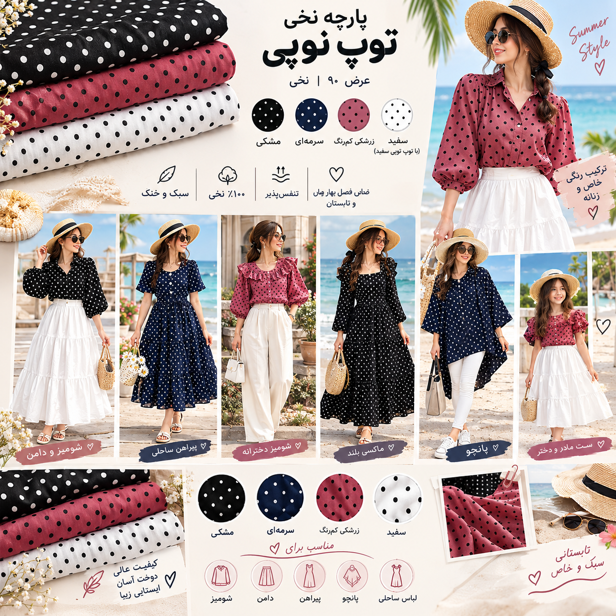 پارچه نخی طرحدار عرض ۹۰ بافت تافته فروش مستقیم و بی واسطه  پارچه شاهان